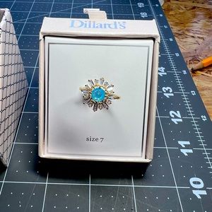 Dillards gold ring light blue stone - Size 7